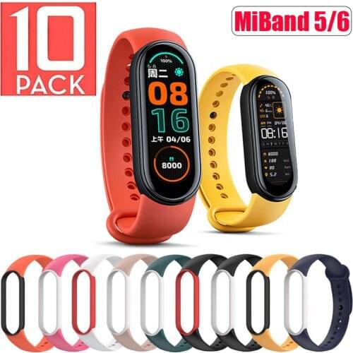 10Pcs/Pack Wrist Strap For Xiaomi Mi Band 6 Bracelet Miband 5 Strap For Xiaomi MiBand 5/6 Smart Band Bracelet Wristband Correa