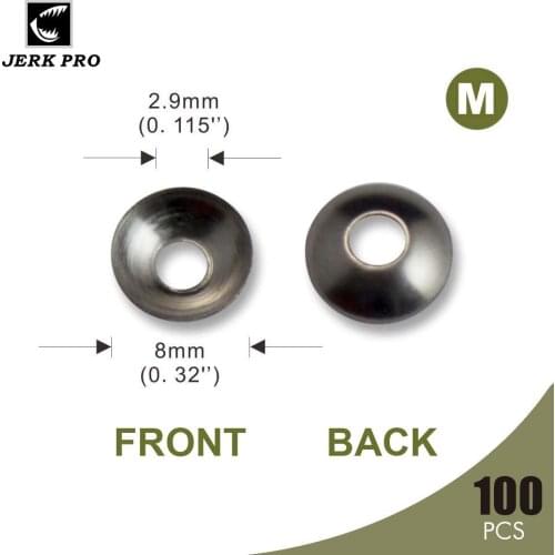 JERK PRO 100PCS Size M Stainless Steel Round Cap for Propeller Cup Washers DIY Popper Fishing Lure Angler’s Tackle Craft