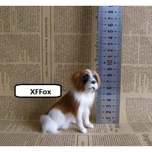 Cute real life Saint Bernard dog model plastic&furs sitting dog doll gift about 9x6x9cm xf1496