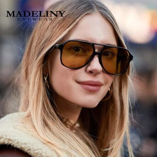 MADELINY Classic Fashion Pilot Sunglasses Women Brand Designer Vintage Men Sun Glasses Big Frame Retro 70s Eyewear UV400 MA438