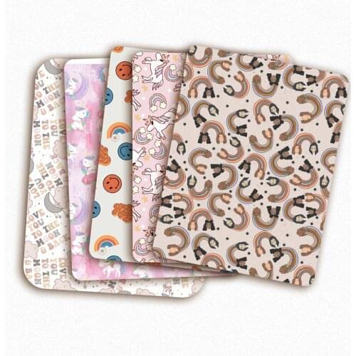 IBOWS Polyester Cotton Fabric Hand-Painted Unicorn Rainbow Printed Cloth Fabric Dress Garment Home Textile DIY Sewing 45*145cm