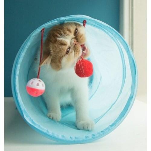 Cat Tunnel Toy Funny Pet 2 Holes Play Tubes Balls Collapsible Crinkle Kitten Toys Puppy Ferrets Rabbit Play Dog Channel Tubes