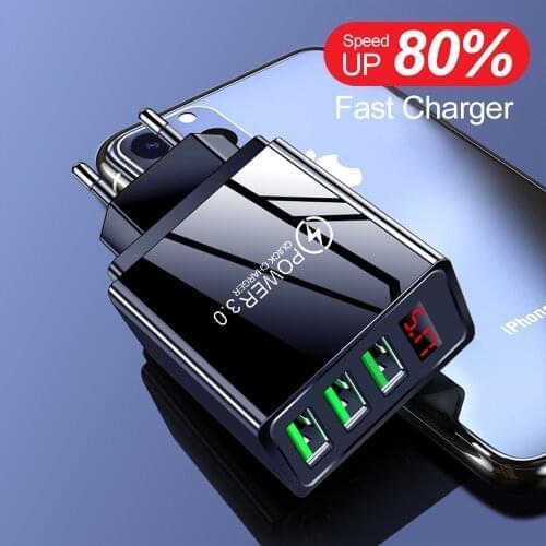 Quick Charge 3.0 USB Charger EU Wall Mobile Phone Charger Adapter for iPhone 11 X MAX 7 8 QC3.0 Fast Charging for Samsung Xiaomi