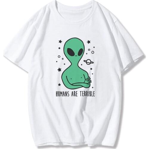 New Harajuku Gothic Female Tshirt Alien Print Short Sleeve Tops & Tees Summer Fashion Casual T Shirt Women Clothing T-shirts