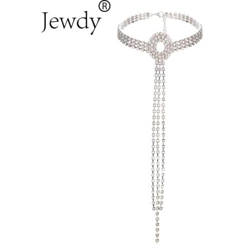 Jewdy Tassel Choker Long Drop Pendant Necklace Fashion Neck Jewelry for Women Girls Wedding Jewelry Accessories Gifts 2020