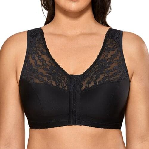 Womens Racerback Full Coverage Non-padded Underwear Plus Size Front Closure Bra for Women бюстгальтер 34 36 38 40 42 B C D DD E