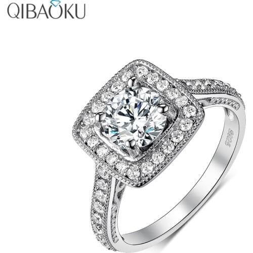 Top Quality 14K White Gold Square Shape Halo Moissanite Engagement Ring for Women Luxury Jewelry with Center Round Moissanite