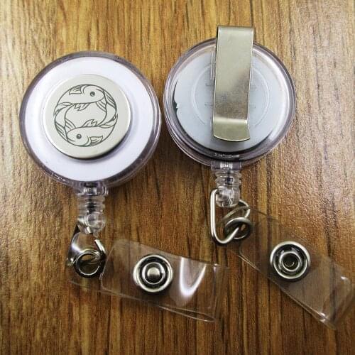 Pisces ID Badge Reel gift for him/her friend family retractable recoil id badge holder work fun