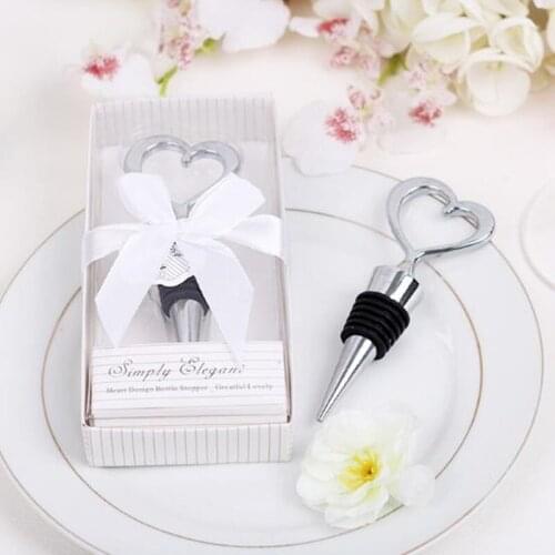 10Pcs Stainless Steel Love Wine Bottle Stopper with gift box wedding favors and gifts wedding souvenirs wedding gifts for guests