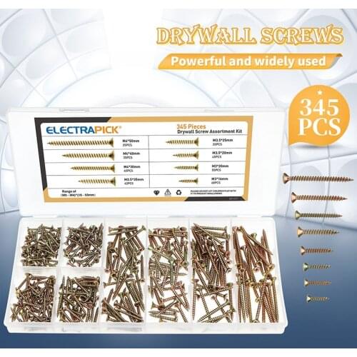 345PCS M3 M3.5 M4 Cross Flat Head Self Tapping Screw Assortment Kit Wood Thread Nail Screw Sets DIY Countersunk Head Smal Scres
