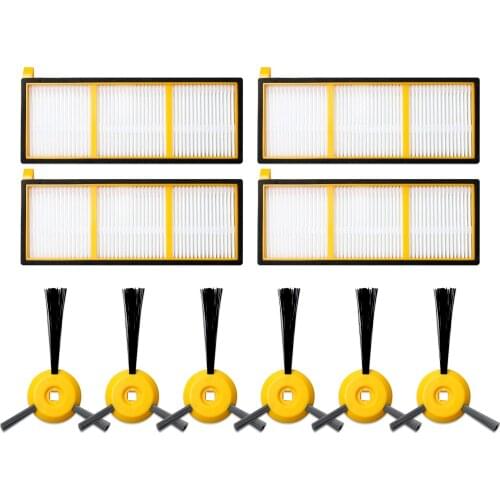 4pcs Filters+ 6pcs Side Brushes for Shark ION ROBOT Vacuum Cleaner RV700 RV720 RV750 RV750C RV755 Replacement Parts
