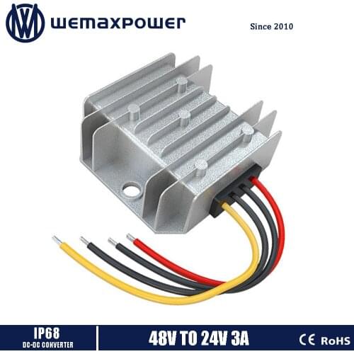 Bus Car Golf cart Forklift Voltage Step Down DC Regulator Buck transformer 48v to 24v 3A DC Converter