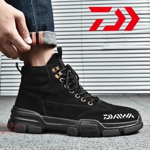 Daiwa Fishing Shoes Mens Autumn and Winter Non-slip Wear-resistant Breathable Outdoor Sports Hiking Thick-soled Martin Boots