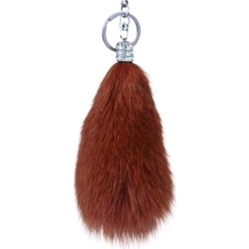 Key Pendant Nautural Fox Fur Hair Pendant Large Bag Jewelry Pompom Fluffy Hanging Keychain