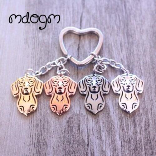 Cute Dachshund Dog Animal Gold Silver Plated Metal Pendant Keychain For Bag Car Women Men Key Ring Kids jewelry K044