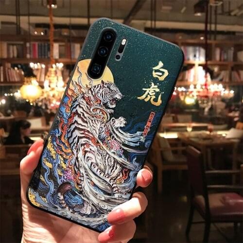For Samsung Galaxy S21 S20 Ultra Note 20 10 Plus 5G 9 8 S10 e S9 S8 Case Embossed Drawing Dragon Anti-fall Soft Silicon Cover
