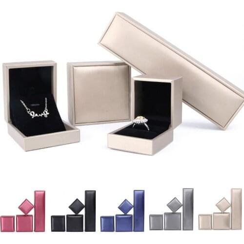 Faux Leather Pendant Ring Display Box Bracelet Necklace Jewelry Storage Case