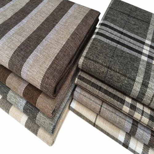 Coarse Linen Striped Plaid Fabric Skin-friendly Breathable Comfortable Soft Cushion Cloth Booth Tablecloth DIY Sofa Cover Fabric