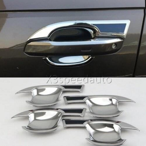 For Audi A4 B9 2016-17 Door Handle Bowl Cover Trim 4pcs with LOGO Chrome Car-styling