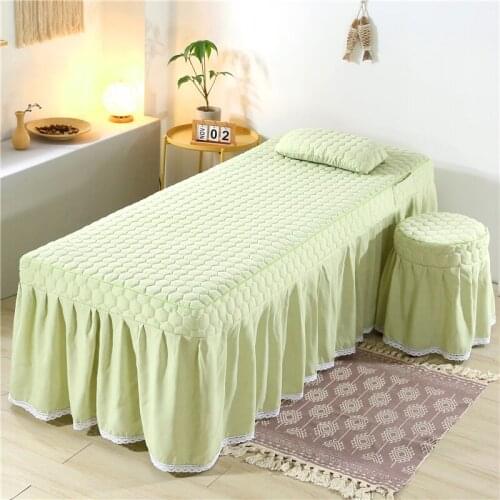 Custom Size 1pc Soft Beauty Salon Bed Skirt Solid Color Bed Spread Beauty Salon Hairdresser With Hole Body Massage Bed Cover #s