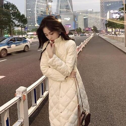 JuneLove Winter Jacket Women Casual Long Coat Winter Female Down Cotton Padded Parkas Bandage Ladies Slim Jacket Coat Outwears