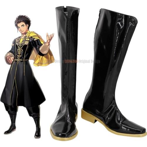 Claude Leather Shoes Cosplay Fire Emblem Three Houses Claude Cosplay Boots Black Shoes Custom Made