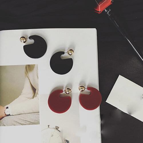 Exaggerate Acrylic fashion earrings for women big round gold ball design stud earrings black red elegant jewelry gift #ER150