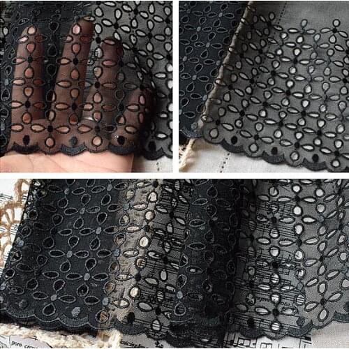 2 Meters Unique Design Attractive Black Fabric Lace 18cm Embroidered Lace Mesh Trim for Dress