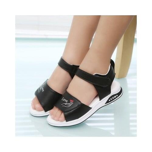 Summer girls sandals kids beach shoes baby girl princess shoes 2019 new fashion children letter N flat sandals pink black white