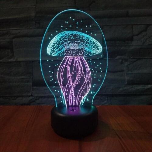 Jellyfish led 3d Colorful Nightlight Creative Visual Acrylique Usb led lamp Touch Charging Stereo Atmosphere Gift Usb Lamps