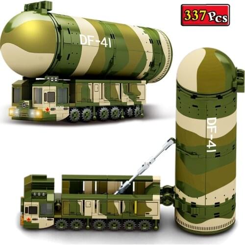 WW2 Military Series World War II Cute DF-41 Missile Vehicle Soldier Accessories MOC Building Blocks Bricks Toys Gifts