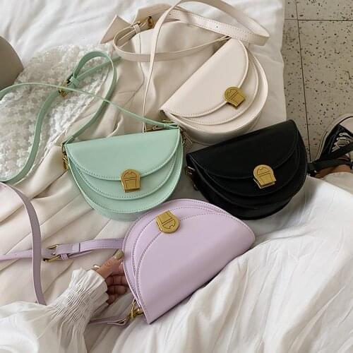Mini PU Leather Saddle Bag For Women 2020 Fashion Crossbody Bags Female Shoulder Handbags Female Solid Color Cross Body Bag