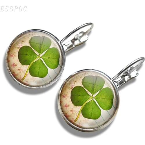 Fashion Shamrock Four Leaf Clover Hook Earrings Women Girls Accessories Pendant Jewelry Christmas Gift Earrings