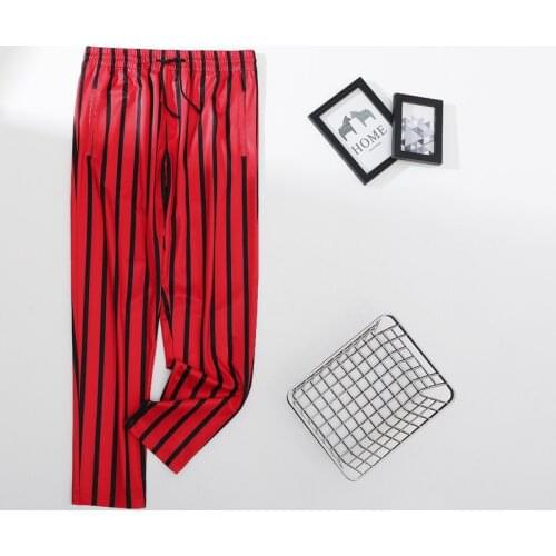 MITEKSAN Printed Pants Men Spring Summer Fashion Stripe Red Trousers Streetwear Vintage Casual Pants Jogger Joker Harajuku Pants