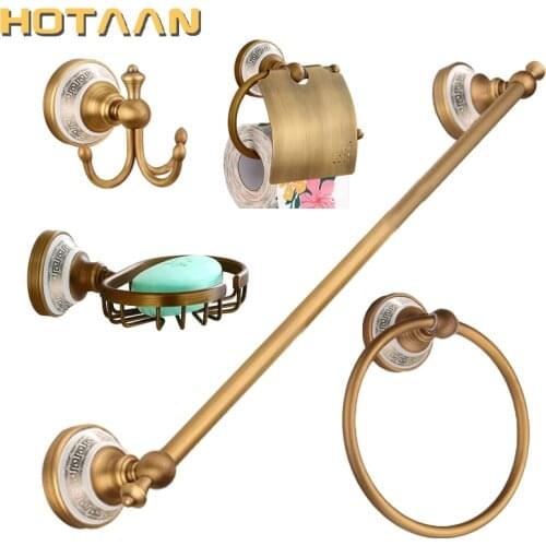 New Free shipping,solid brass Bathroom Accessories Set,Robe hook,Paper Holder,Towel Bar,Soap basket,bathroom sets,HT-811500-5