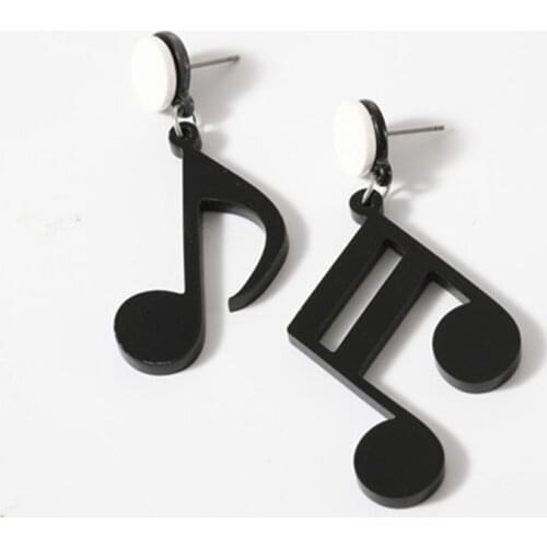 New Design Music Earrings Fashion Black Acrylic Asymmetric Earrings Women Accessory Jewelry Bijoux Gift Factory Direct Sale