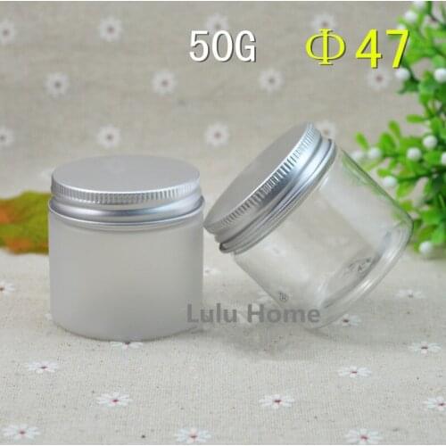 100pcs/lot 50g Aluminum Cap Plastic Cosmetic Jar Clear Frosted Container Cream Makeup Container Factory Wholesale Plastic jar