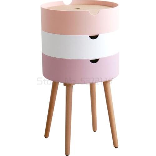 Nordic bedside table small family multifunctional living room shelf modern simple creative round edge table