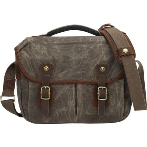 Retro Waterproof Camera Bag Photography Packages Dslr Shoulder Sling Case for Sony Nikon Canon Canvas Messenger Laptop Bag Male