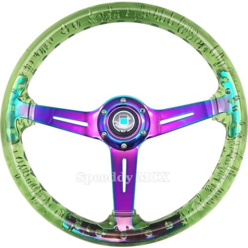 Transparent Green Acrylic Dimple Steering Wheel 14 Inch 340mm Sport Car Steering Wheel Universal Environmental Protectio For Car