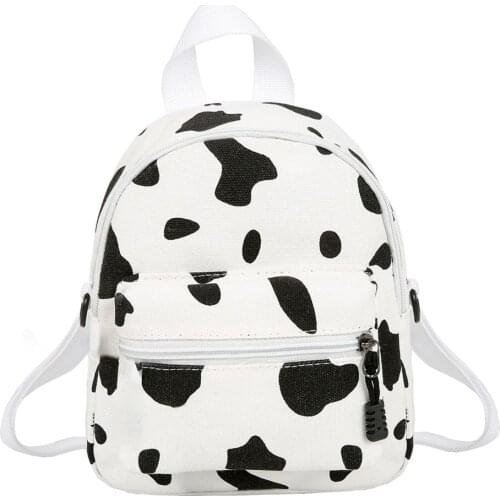 Cow Milk Print Backpack Women Canvas Fashion Shoulder School Bag for Teenage Girl Travel Mini Bagpacks