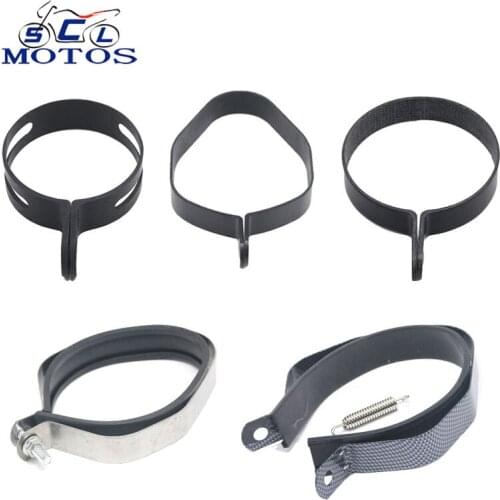 Sclmotos -Stainless Steel with Rubber Carbon Fiber Clip Fasten Support Silencer Pipe Motorcycle Bracket exhaust Pipe Clamps