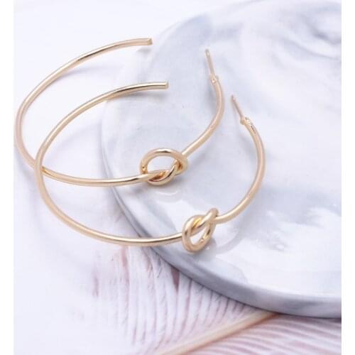 Punk Gold Color Knot Drop Dangle Earring for Women Abstract Big Round Circle Pendant Earrings Party Jewelry Oorbellen