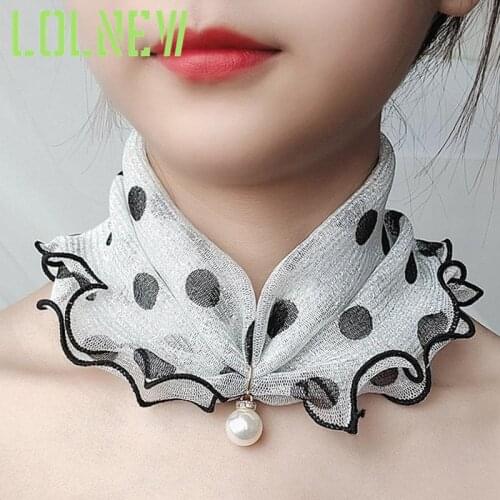 17 Styles Pearl Lace Variety Scarf Dropshipping Pearl Decoration Gold Thread Lace Summer Women Elegant Ruffled Scarf