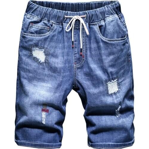 5XL 6XL 7XL 8XL 9XL 10XL Lightweight Straight Loose Denim Shorts 2021 Summer Classic Style Elastic Waist Drawstring Mens Shorts