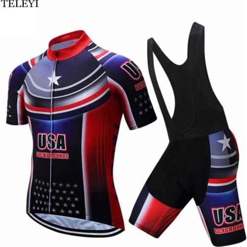 TELEYI Men Cycling Summer Bike Ropa Ciclismo Short Sleeve Jersey Bib Shorts Set Bicycle Sportswear Clothing Suit