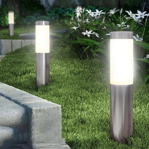 Thrisdar Outdoor Garden Solar Lawn Lamp Stainless Steel Pathway Pillar Light Courtyard Villa landscape Solar bollards light