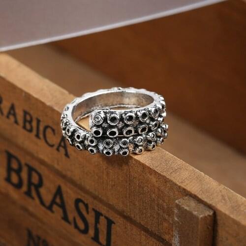 Unisex Adjustable Octopus Tentacle Stainless Steel Ring Punk Charms Animal Ring Jewelry Party Prom Accessories