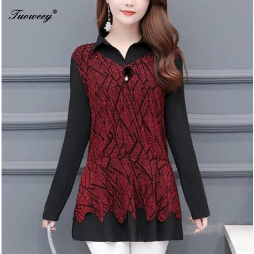 Spring fashion clothing 4XL Plus Size Women Fashion autumn long Sleeve loose mother Long Shirt Female Casual Elegant top