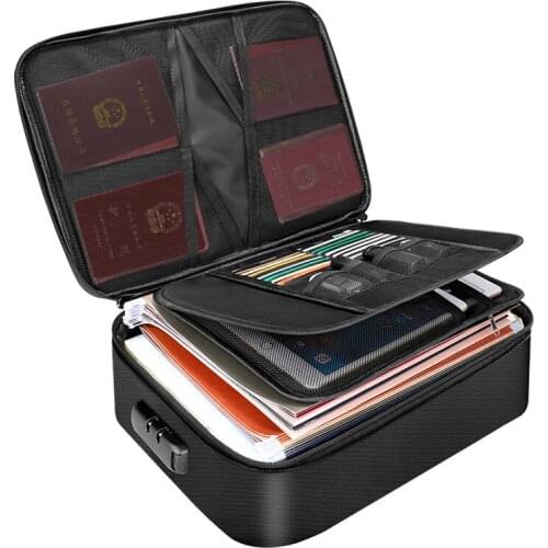 Large Capacity Fireproof Briefcase Waterproof Document Storage Bag Portable iPad Books Wallet Pouch Home Gadgets Organize Tote